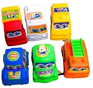 L B Plastic Sales Car Pull Back car Set Children Small Toy Kids' Lovely Toys Best for Birthday - Multicolour, Set of 6