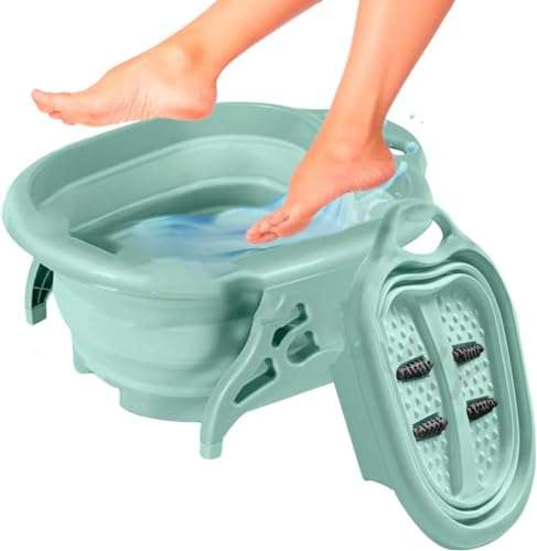 Prakal Foot Bath - with Heel File for Feet, Portable Pedicure Spa and Callus File, Folding Foot Bucket for Soaking Feet and a Heel Scrubber, Foot Soaker Basin