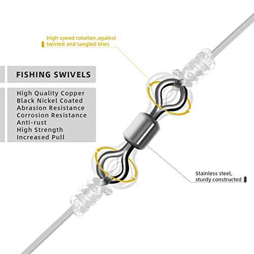 SF Fishing Rolling Barrel Swivel Stainless Steel Rolling Bearing Connector Fishing Swivels Tackle #4-50Psc 4
