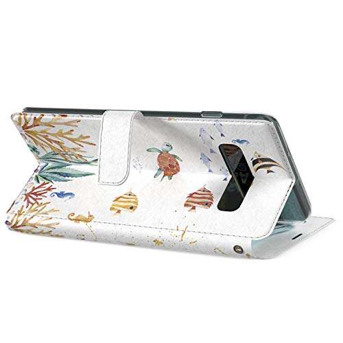 Mertak Wallet Case Compatible with Samsung Galaxy Note 20 Ultra S21 Plus S20 A70 S10 Mermaid PU Leather Cute Fish Watercolor Cartoon Flip Cover Magnetic Folio Fairytale Underwater Card Holder Slim 5