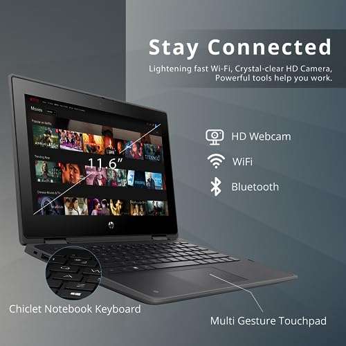 HP ProBook x360 G5 11.6" Touchscreen 2-in-1 Laptop, Intel Celeron N4020, 4GB RAM, 224GB Storage (64GB eMMC + 160GB Docking Station Set), Full-Sized Keyboard, 720p HD Webcam, Windows 10 Pro, Gray 5