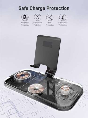 Wireless Charging Station for iPhone, Wired Charger for iPad, 4 in 1 Charging Station for iPhone 16/15/14 Series, Fast Wireless Charger for Multiple Devices, for AirPods&iWatch,Charging Stand for iPad 4