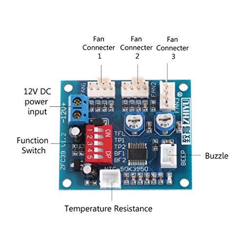 HiLetgo DC 12V 5A PWM PC CPU Fan Temperature Control Speed Controller Board Speed Controller Temperature Probe Buzzle 3