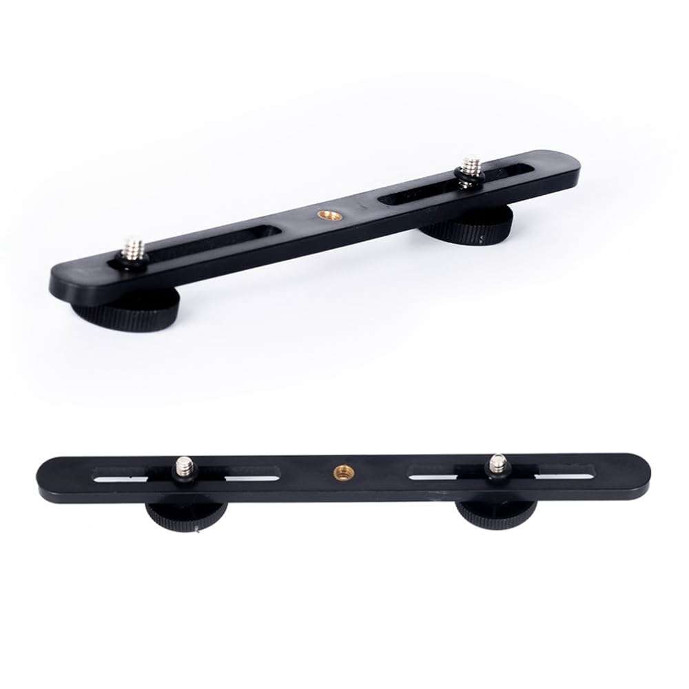 RecDec 2 Pack Dual Selfie Light Holder Tripod Mount Stand with 1/4 Screw Second Video Lights Extension Bar for Clip Fill Light Panel Camera Flash DSLR Double Brightness Phone Live Recording Vlogging 1