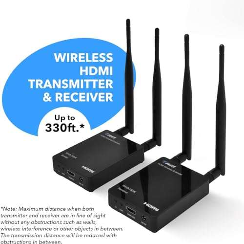 OREI Wireless HDMI Extender - Upto 330 Feet - Long Distant with IR Support - Perfect for Streaming from Laptop, PC, Cable, YouTube, PS4 to HDTV/Projector 2
