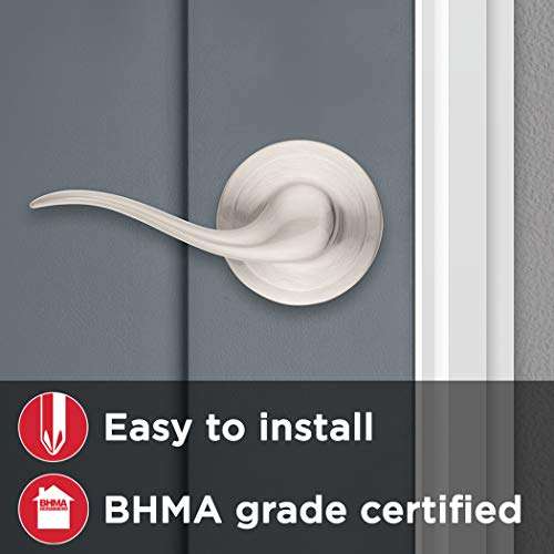 Kwikset Tustin Interior Passage Door Handle, Lever For Closet and Hallway Doors, Reversible Non-Locking Handle Lever, Satin Nickel, with Microban Protection 3