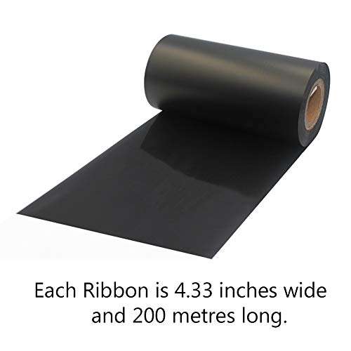 LENVII Black Resin Ribbon for Zebra Thermal Transfer Desktop Printers, for FBA Removable Labels(4.33'' x 656', 1'' Core, 2 Rolls/Package) 3