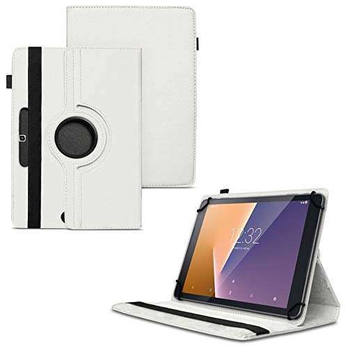 TGK Rotating Cover for Micromax Canvas Tab P702 Tablet 7 inch (White) 360 Degree Universal 3 Camera Hole Leather Stand Case 1