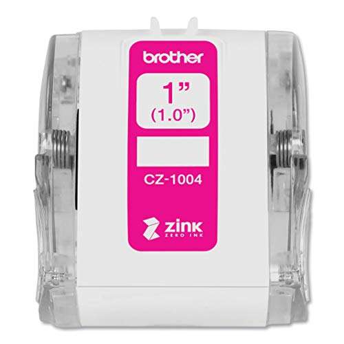 Brother Genuine CZ-1004 Continuous Length 1” (1.0”) 25 mm Wide x 16.4 ft. (5 m) Long Label Roll Featuring ZINK Zero Ink Technology 1