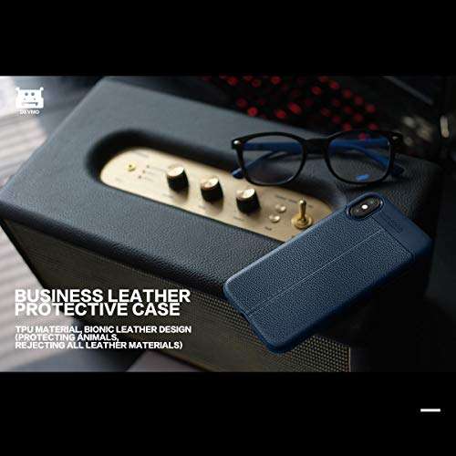 DEVMO Phone Case Compatible with Google Pixel 3A XL TPU Bionic Leather Gel Rubber Full Body Protection Shockproof Cover Case Drop Protection Blue 5