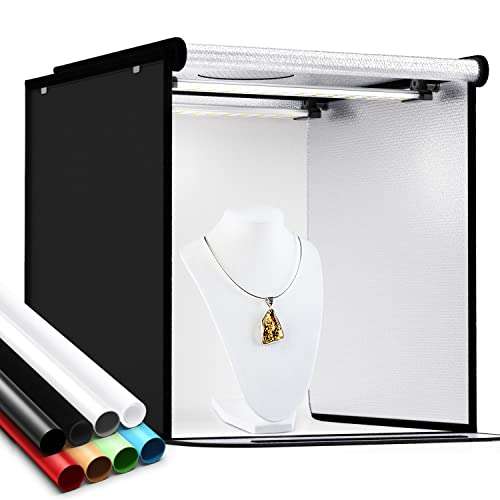 Travor Photo Box 16"/40cm Photo Studio Light Box Photography Shooting Tent with Movable LED Lights, Dimmable Table Top Light Tent with 4 Color Backdrops (White Black Red Blue), CRI95+ 1