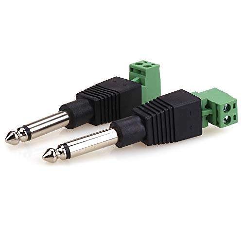 NANYI TS 1/4 Inch Jack, 6.35mm Mono Male Plug for Guitar/Speaker/Microphone Cable That can be Solderless Screw - 2 Pack 6