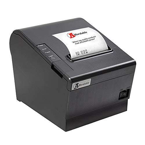 Affordable Desktop Thermal Receipt Printer – 80mm Paper Premium Thermal Printer – with Auto Cutter – Glossy Style Black Color – 250mm/s Printing Speed – Plug and Play Easy Installation 1