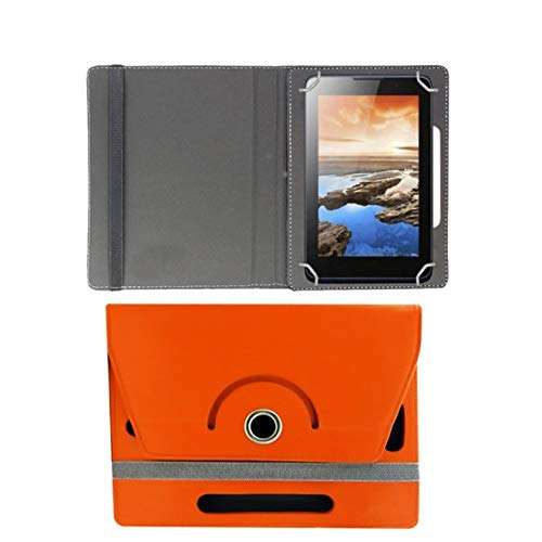 Hello Zone 360° Rotating 7” Inch Flip Case Cover Book Cover for HP 7 Voice Tab J6U32PA Tablet -Orange