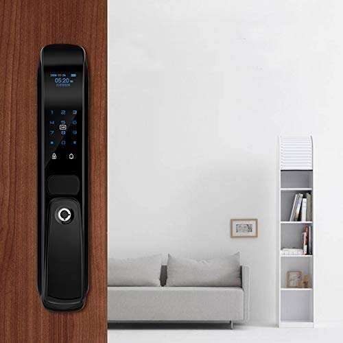 Qin Smart Lock with Deadbolt, Entry Door Locks with Deadbolts, Smart Doors Locks with Electric Deadbolt Touch Screen Keypads, Electric Fingerprint Lock Password Swipe Magnetic Card App Remote Unlock 4
