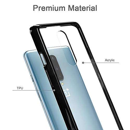 Orzero Case Compatible for OnePlus 8, OnePlus 8 UW (Verizon Version), Solid Acrylic Back Cover TPU Frame Scratch Resistant Shock Absorbing Body Protection Phone Case - Black 3