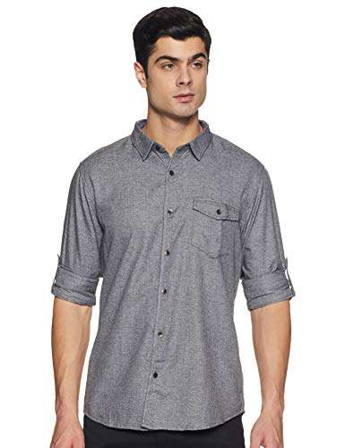 Rig Men's Solid Regular fit Casual Shirt (PRIG-SHR-0010344_Black L) 1