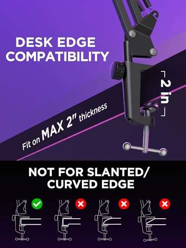 InnoGear Mic Stand for Blue Snowball and Blue Snowball iCE Boom Arm Stand with Pop Filter Microphone Holders for HyperX QuadCast SoloCast Fifine Shure SM7B and Other Mic, Max Load 1.5 KG, Medium 5