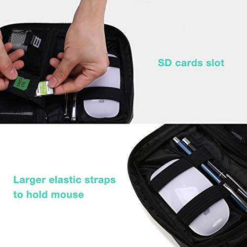 BAGSMART Electronics Organizer Travel Case, Small Cord Bag, Tech Organizer as Travel Accessories for Men Women, Cable Essentials for Phone, SD Card, Black 4