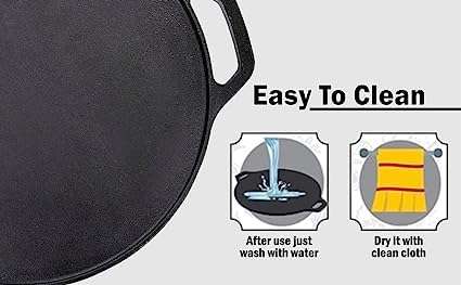 Pre Seasoned Dosa Tawa cast iron skillet iron tawa cast iron cookware cast iron dosa tawa dosa skillet cast iron chapati skillet with two handles 12" pancake pan omelette pan 3