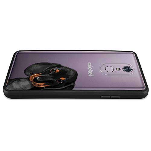 FINCIBO Case Compatible with LG Stylo 4, Slim Shock Absorbing TPU Bumper + Clear Hard Protective Case Cover for LG Stylo 4 - Dachshund Puppy Dog Hide and Seek 5