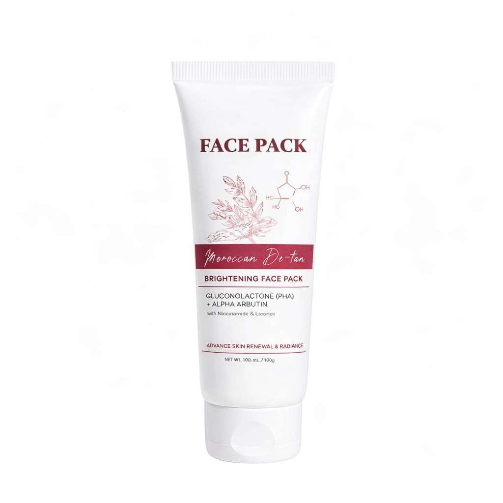 NEW Moroccne DeTan Brightening Face Pack for Advance Skin Renewal Radiance 100gm Clay Mask PACK OF 1 1