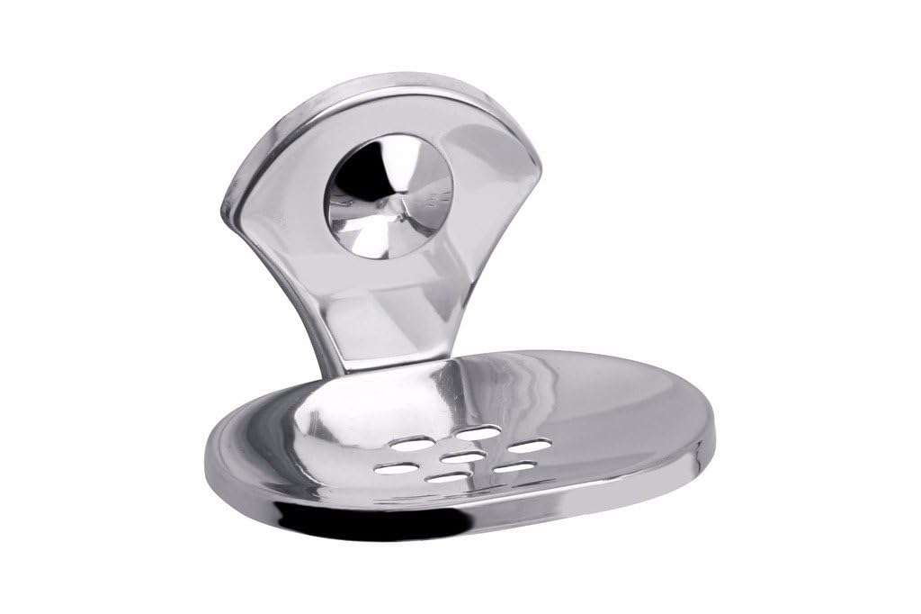 NY Enterprise Palatinum Chrome Finish Oval Shape Single Soap Dish Holder for Bathroom Sink Case Stand Unique Design Kitchen Multi-Purpose Accessories 1