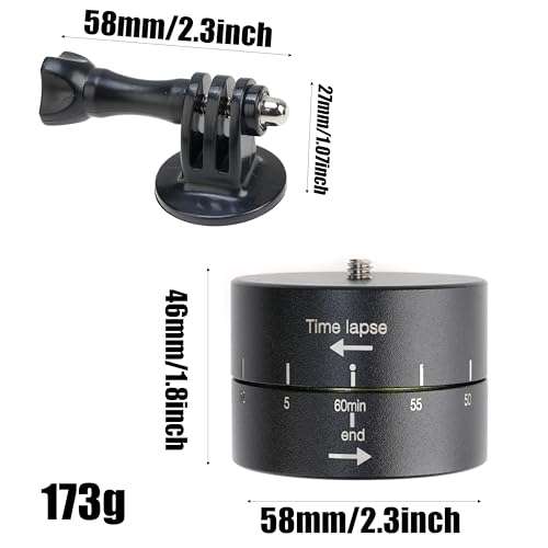 Fotga 360° 60 Minutes Rotating Tripod Time Lapse Stabilizer with Adapter 1/4" Screw for Action Camera GoPro DSLR SLR Camera Digital Camera Smartphone 6