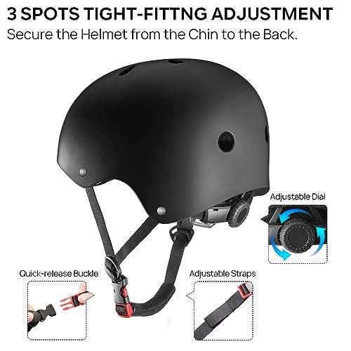 JBM Skateboard Helmet - Lightweight, Adjustable & Design of Ventilation Skate Helmet for Scooter, Roller Skate, Inline Skate 4