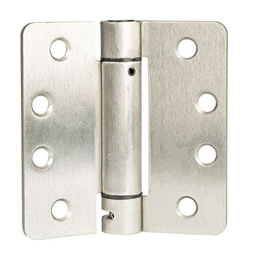 Ilyapa Self Closing Door Hinges, 2 Pack, Satin Nickel Mortise Spring Hinge - 4 x 4 Inch Interior Spring for Doors with 1/4" Radius Corners 1