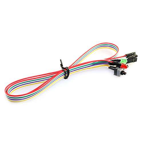 RuiLing 1-Pack ATX Case Front Power Button PC Power Switch Lead with White Green LED Light SW Re-Starting Switch Desktop Computer Power Supply Reset HDD Switch Cable 1