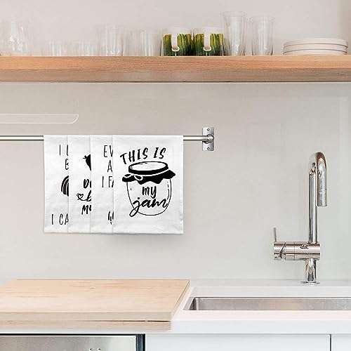 Funny Kitchen Towels and Dishcloths Sets of 4 - Cotton Dish Towels for Drying Dishes - Cute Decorative Miracu Hand Towels, Tea Towels, Flour Sack Towels, White - Birthday, Housewarming Gifts New Home 6
