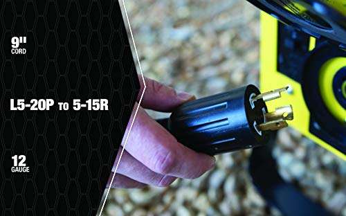 Southwire Twist To Lock 9 Inch 20 Amp 125 Volt Cord Adapter, 12 Gauge, 3 Conductor, STW 4