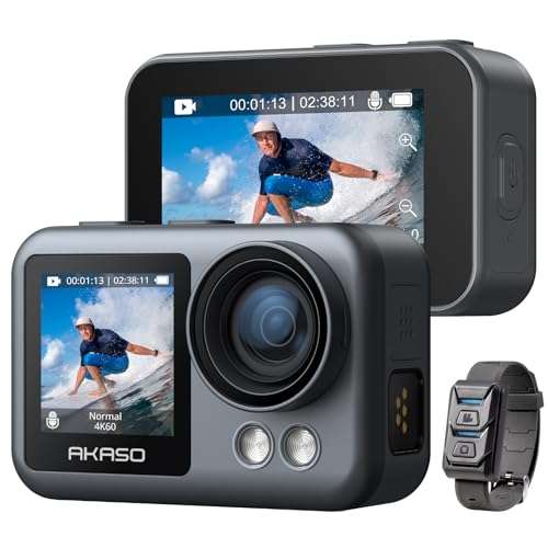 AKASO Brave 4 Elite 4K60fps Action Camera All-in-One Waterproof Camera with 64GB Storage, HD Touch Screen, Image Stabilization, Remote Control, Built-in 1650mAh Battery and Accessory Kit 1