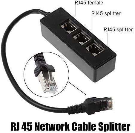 RJ45 Network Ethernet Splitter Adapter Cable,burkemany RJ45 Y Splitter Adapter 1 to 3 Port Ethernet Switch Adapter Cable for Cat 5/5e/6/7 LAN Ethernet Socket Connector Adapter 4