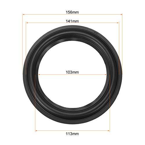uxcell 6.5 Inch Speaker Rubber Edge Folding Ring Horn Replacement Parts for Speaker Black 4pcs 2