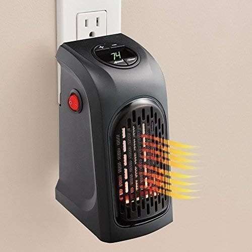 ADRAMA Plastic Electric Heater Fan Wall-Outlet Handy Adjustable Timer Digital Display For Home Office Camper. 3
