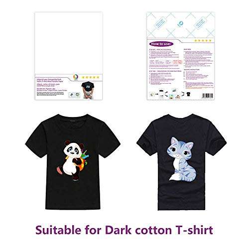 MR.R 8.5''x11'' Inkjet and Laser Compatible Printable Heat Transfer Vinyl Paper for Dark T-shirt Fabric, Made in USA (10 Sheets) 6