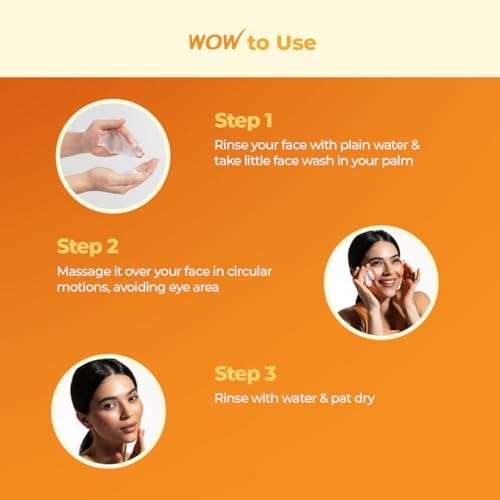 WOW Skin Science Vitamin C Exfoliating Face Wash With Brush, Soft, Silicones Bristles, Foaming Cleanser For All Skin Type, Hydrate For Smooth Skin, Helps Remove Blackheads, Reduce Acne Breakout, 100ml 5