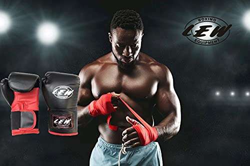 LEW 12OZ Black/Red Training Boxing Gloves 5