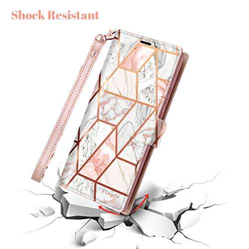 Fingic for Samsung Note 20 Ultra Case,Note 20 Ultras Wallet Case,Rose Gold Marble PU Leather Wallet Cases 2 ID & Credit Cards Slots Holder Side Pocket Kickstand Feature Flip Cover for Note 20 Ultra 3
