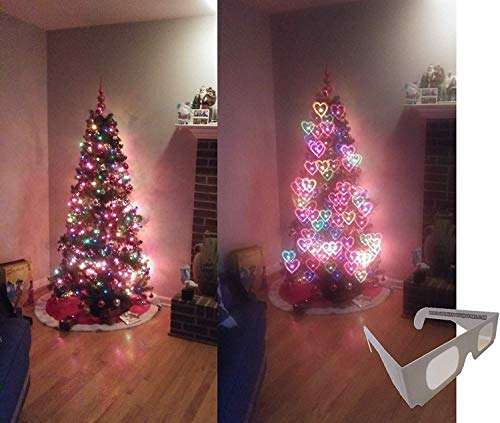 Awaqi 10 Packs Cardboard 3D Glasses Heart Glasses Special Effect Light for Outdoor Music Party/Bar/Fireworks Displays/Holiday Lights/Club/Concert Lights 3