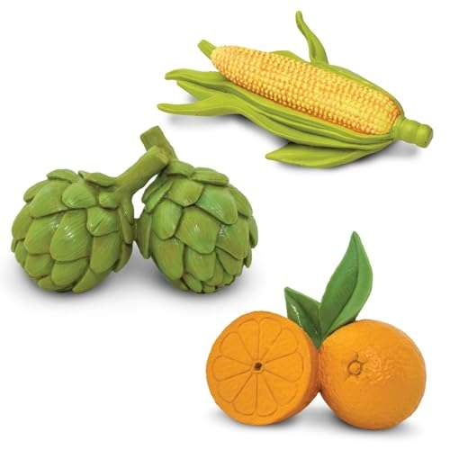 Safari Ltd. Fruits & Vegetables TOOB - 8 Mini Figurines Including Pears, Oranges, Apples, Artichokes, Carrots, Bananas, Broccoli, and Corn - Educational Toy Figures for Boys, Girls & Kids Ages 3+ 4