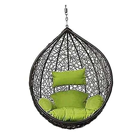 ANAND INDIA GROUPS Outdoor Swing Chair/Ceiling Swing Chair Outdoor Indoor Balcony Garden Patio Without Stand with Cushion (Swing-Black, Cushion-Light Green) 3