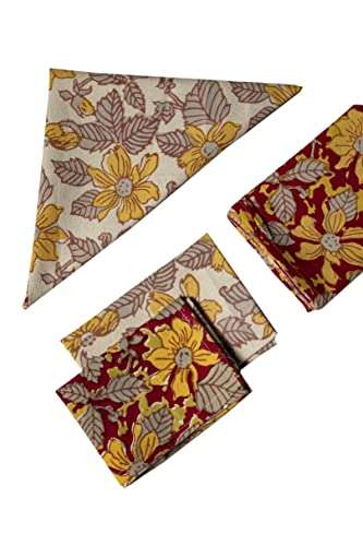 CONTRAST LIVING Manjlam Hand Block Printed Kitchen Towel/Dish Towel/Hand Towel Multi Color Set of 3 Pcs 3