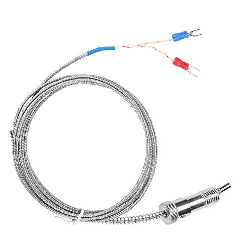 Thermocouple Probe, M12*1.5 K Type Thermistor Temperature Sensor Probe Bayonet Compression Spring 0~400℃ Temperature Sensor Wire(3m) 6