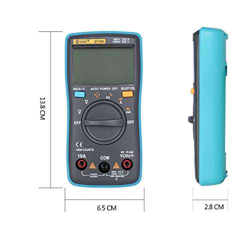 KOVOSCJ Handheld Tester Portable LCD Screen Digital Multimeter 4000 Counts Current Voltage Ohm Tester Auto Range Ammeter ZT100 Multifunctional Digital Tester 4