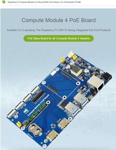 Raspberry Pi Compute Module 4 IO Board Support PoE Feature for All Variants of CM4 with HDMI Port/2x MIPI CSI Camera Port/DSI Display Port etc 2