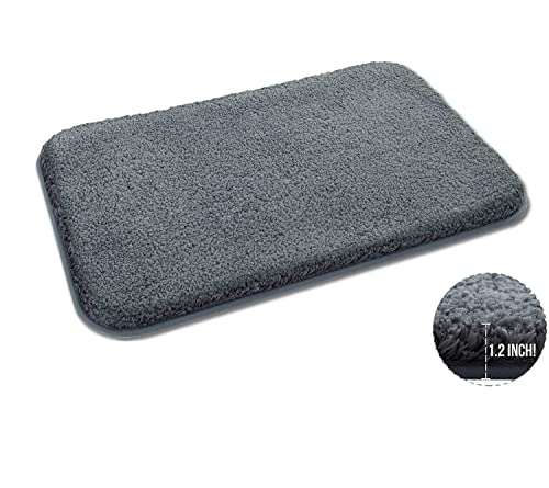 SIWAN | Microfiber Soft Door Mats for Bathroom Entrance/Kitchen or Drawing Room Mats, Water Absorbent Dirt Trapper (Size: 60 x 40 cm, Dark Grey) Pack of 1 3
