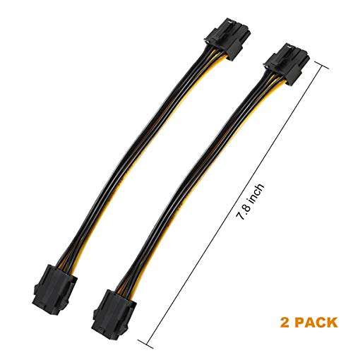 2 Pack 6 Pin to 8 Pin PCIe Adapter Power Cable GPU Video Power Cable 7.8 inch 5